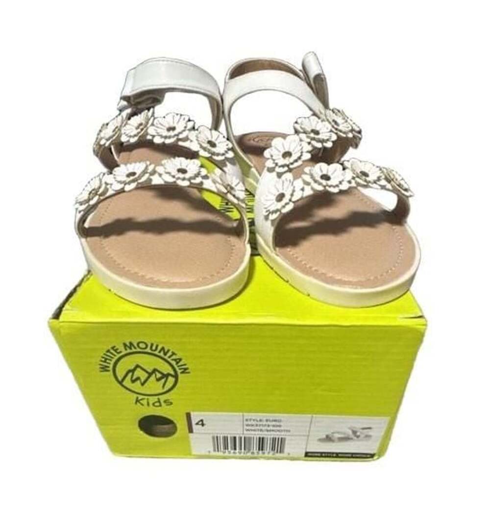 White Mountain Kids White Floral Sandals, Size 4